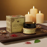 Herbs & Greens Face Brightening Kashmiri Saffron Walnut Scrub | Saffron, Rose, Milk Protein & Wheatgerm | Dead Skin Exfoliation, Glowing Skin & Tan Removal