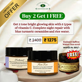 2 Step Natural Skin Brightening & Ceramide Skin Barrier Protection Day & Night Face Care Regime, 50 Gm Each (Unisex, All Skin) + Free Walnut Scrub