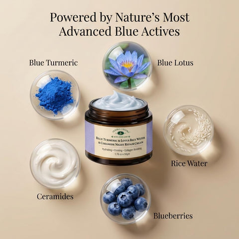 Herbs & Greens Blue Turmeric & Lotus Rice Water Ceramide Night Repair Moisturizer Cream
