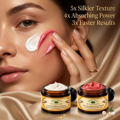 Money Saver Anti Aging Combo | Herbs & Greens Kumkumadi Red Sandalwood Gold Face Cream With Vegan Collagen