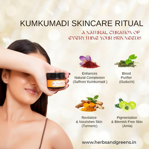 HERBS & GREENS Greens Ayurvedic Kumkumadi Radiance Moisturising Face Cream