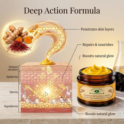 Herbs & Greens Kumkumadi Wild Turmeric & Lakadong Turmeric Gold Face Cream With Vegan Collagen