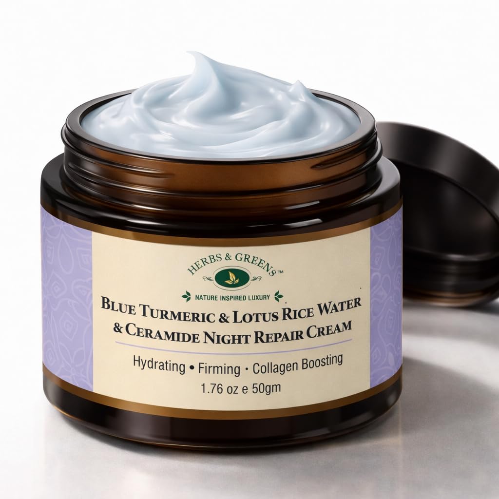 Herbs & Greens Blue Turmeric & Lotus Rice Water Ceramide Night Repair Moisturizer Cream