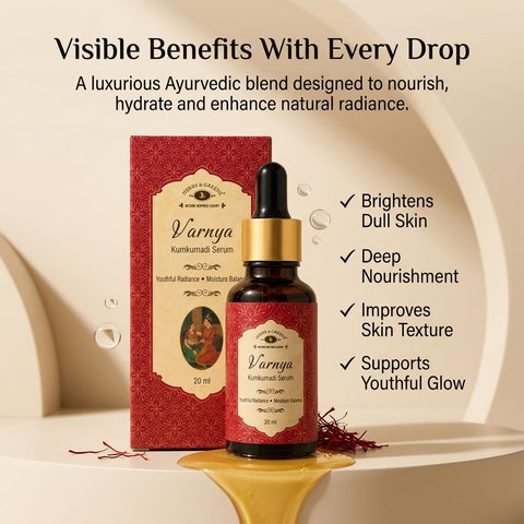 Herbs & Greens Ayurvedic Kumkumadi Advanced Face Serum For Glowing Skin, Dull and Uneven Skin