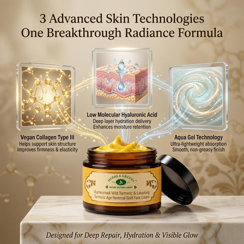 Herbs & Greens Kumkumadi Wild Turmeric & Lakadong Turmeric Gold Face Cream With Vegan Collagen