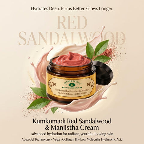 Herbs & Greens Kumkumadi Red Sandalwood Gold Face Cream With Vegan Collagen