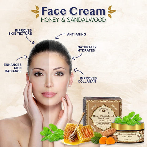 Money Saver Combo Herbs & Greens Brightening Anti Aging Honey & Sandalwood Face Cream & Forest Greens Tulsi Face Wash