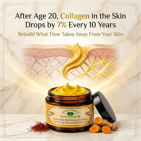 Herbs & Greens Kumkumadi Wild Turmeric & Lakadong Turmeric Gold Face Cream With Vegan Collagen