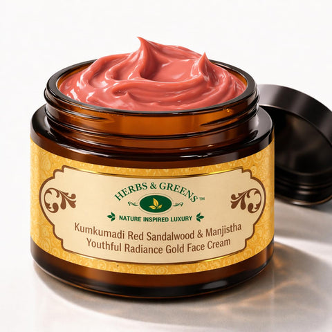 Herbs & Greens Kumkumadi Red Sandalwood Gold Face Cream With Vegan Collagen