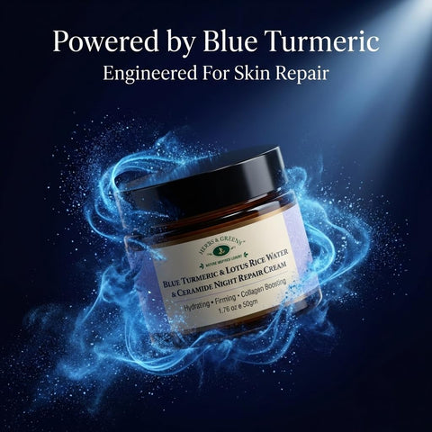 Herbs & Greens Blue Turmeric & Lotus Rice Water Ceramide Night Repair Moisturizer Cream