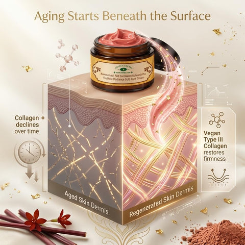 Herbs & Greens Kumkumadi Red Sandalwood Gold Face Cream With Vegan Collagen