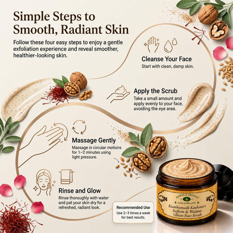 Herbs & Greens Kumkumadi Kashmiri Saffron & Walnut Ubtan Face Scrub | With Rose & Wheatgerm