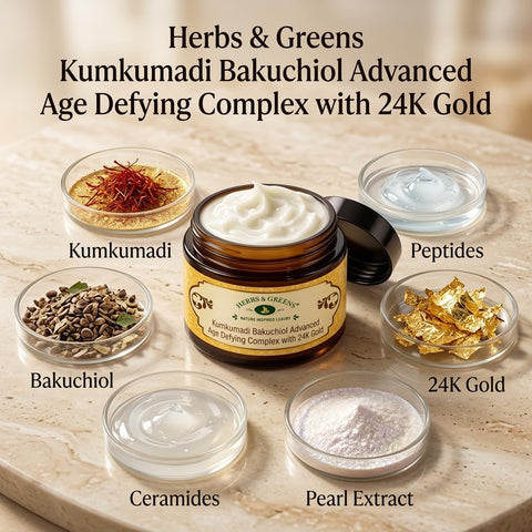 Herbs & Greens Kumkumadi Gold Bakuchiol Ceramides & Peptides Anti Aging Face Cream