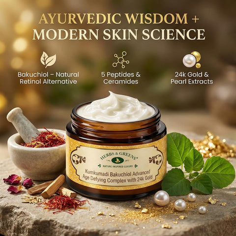 Herbs & Greens Kumkumadi Gold Bakuchiol Ceramides & Peptides Anti Aging Face Cream