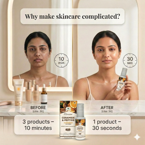 Ceramide & Peptide SPF 50 PA++++ UVA/UVB Tinted Sunscreen Face Cream For Face & Neck (Unisex/Dry/Oily/Combination) Skin