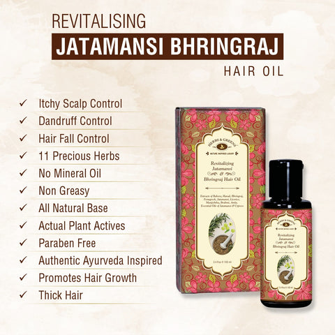 Revitalizing Jatamansi Bhringraj Hair Oil, 11 Herbs/Hairfall/Damage/Dandruff, 100 Ml