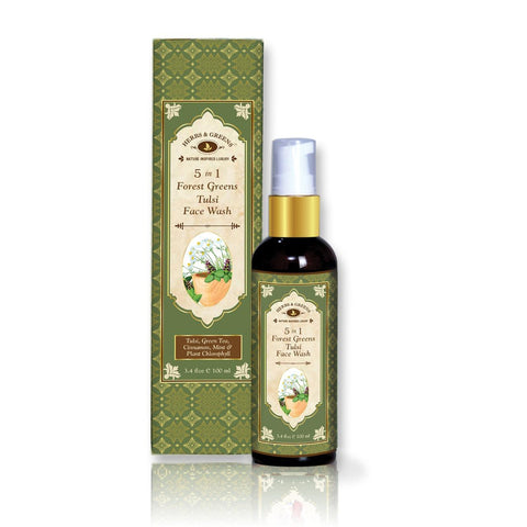 5 in 1 Skin Brightening Forest Greens Tulsi Face Wash, 100 Ml (Unisex/Day & Night/All Skin)