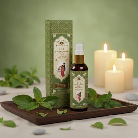 5 in 1 Skin Brightening Forest Greens Tulsi Face Wash, 100 Ml (Unisex/Day & Night/All Skin)